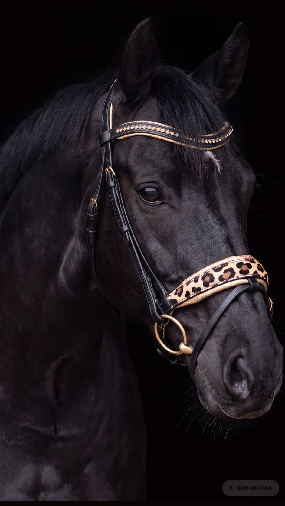 Schwarze Leo-Trense mit Glitzer-Padding aus der Leo Collection