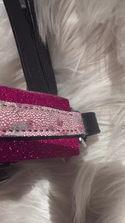 Nasenriemen „Rosé Glitter Blossom“ – mit abnehmbarem Sperrriemen